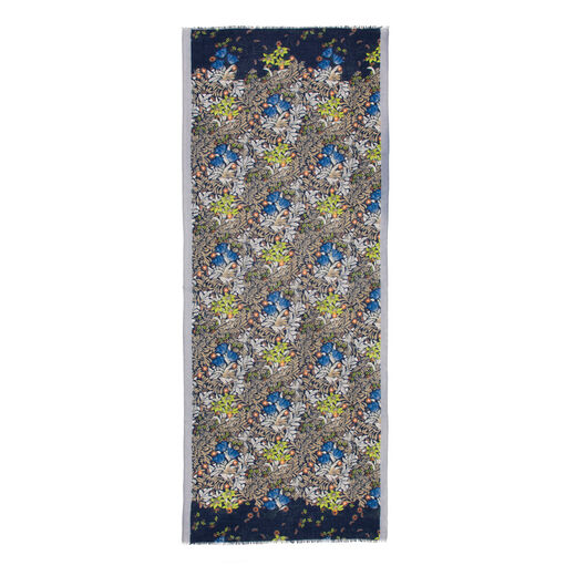 Blue floral wool scarf